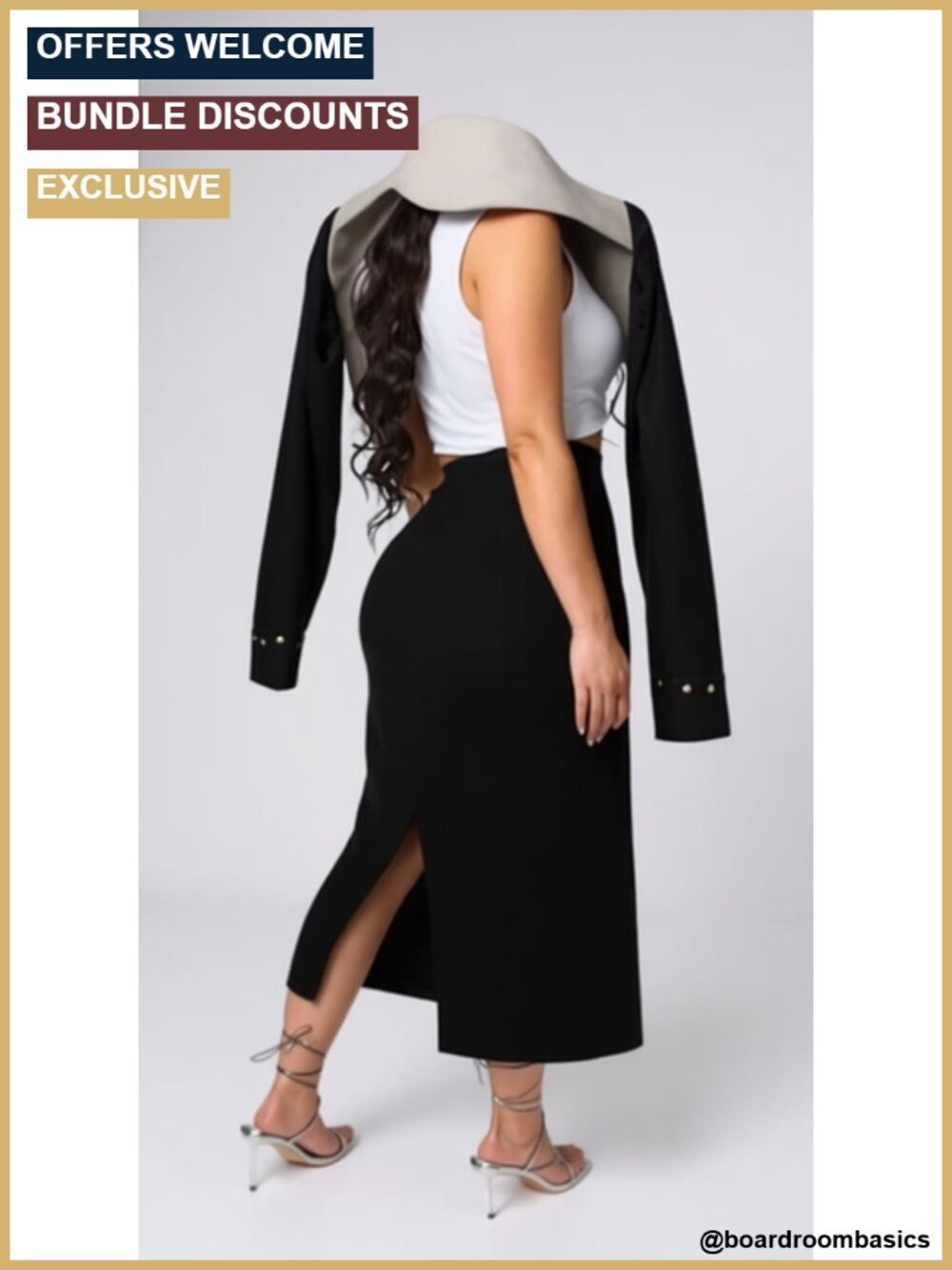 Black Bodycon Midi Skirt High Waisted Pencil Back Split Thick Fall Winter 2025